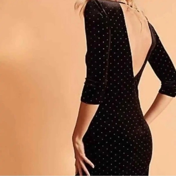 Express NWOT Black Velour Studded Dress Size 2 - Picture 11 of 11